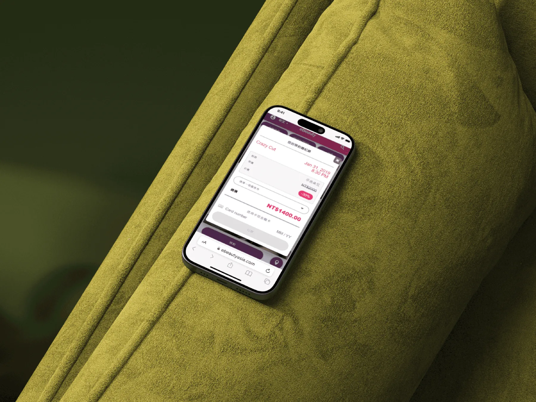 eBeauty Asia booking app on mobile